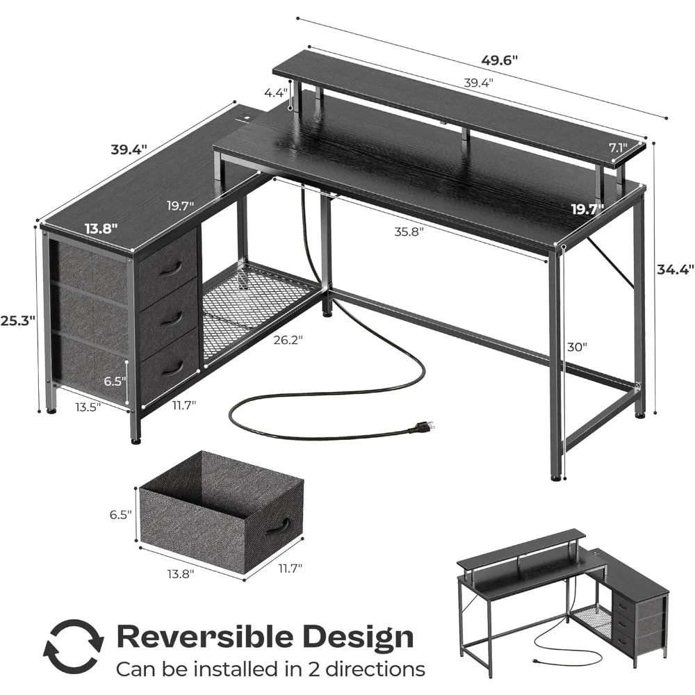 Reversible L Shaped Gaming Desk