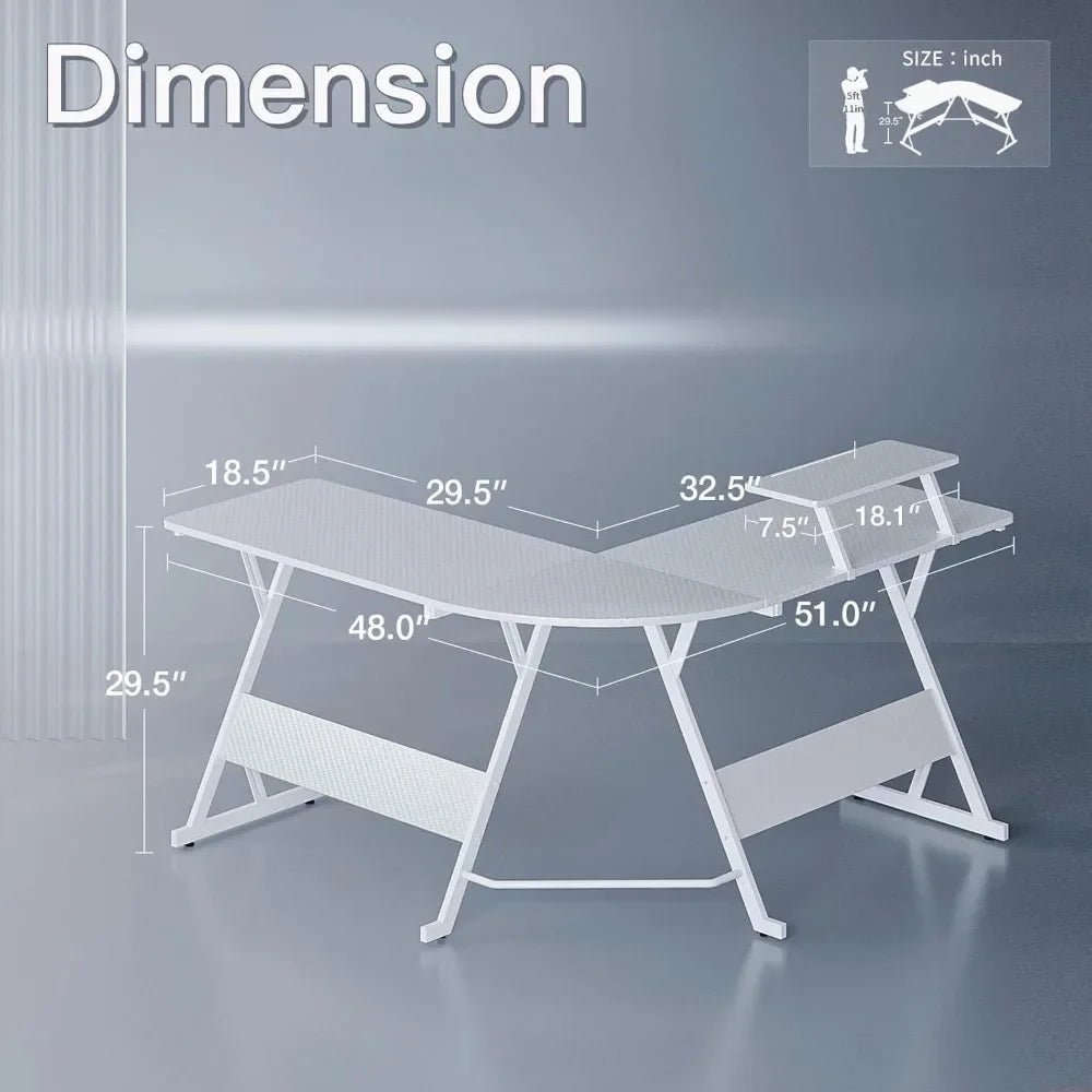 L Shaped Gaming Desk 51 Inch