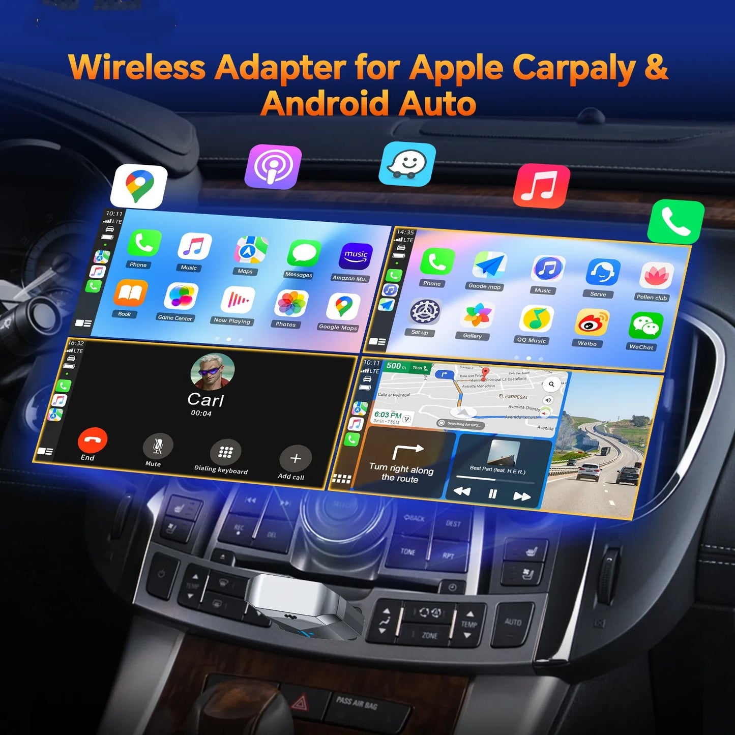 TOGUARD 2 in 1 Wireless CarPlay Adapter