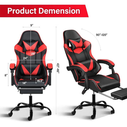 Gaming Chair,Backrest and Seat Height Adjustable Swivel Recliner Racing Office Computer Ergonomic Video Game Chair with Footrest