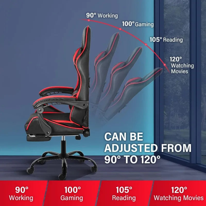 Gaming Chair,Backrest and Seat Height Adjustable Swivel Recliner Racing Office Computer Ergonomic Video Game Chair with Footrest